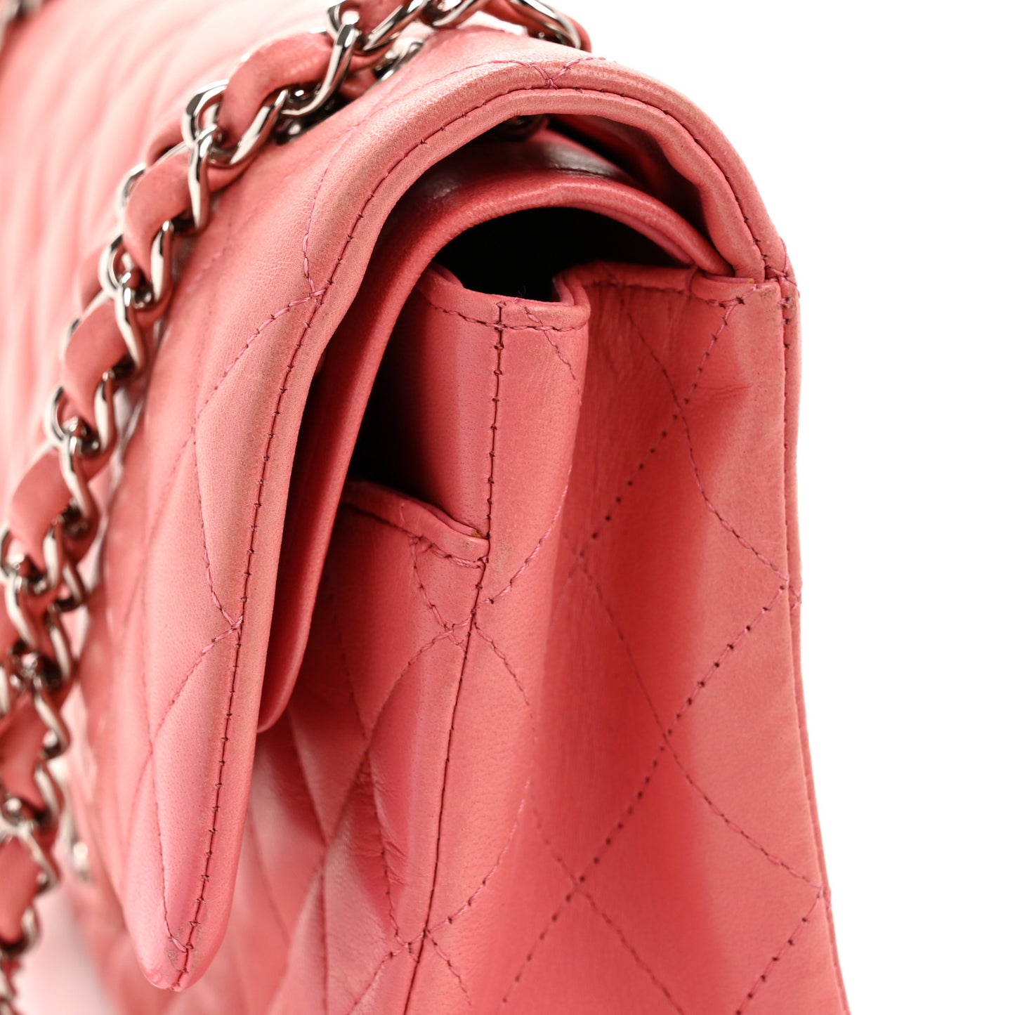 Lambskin Quilted Medium Double Flap Pink
