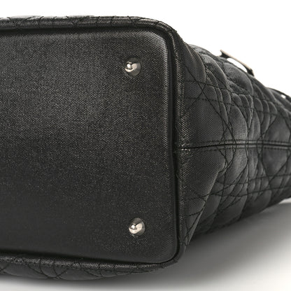Christian Dior Coated Canvas Cannage Small Panarea Tote Black 8 of 10