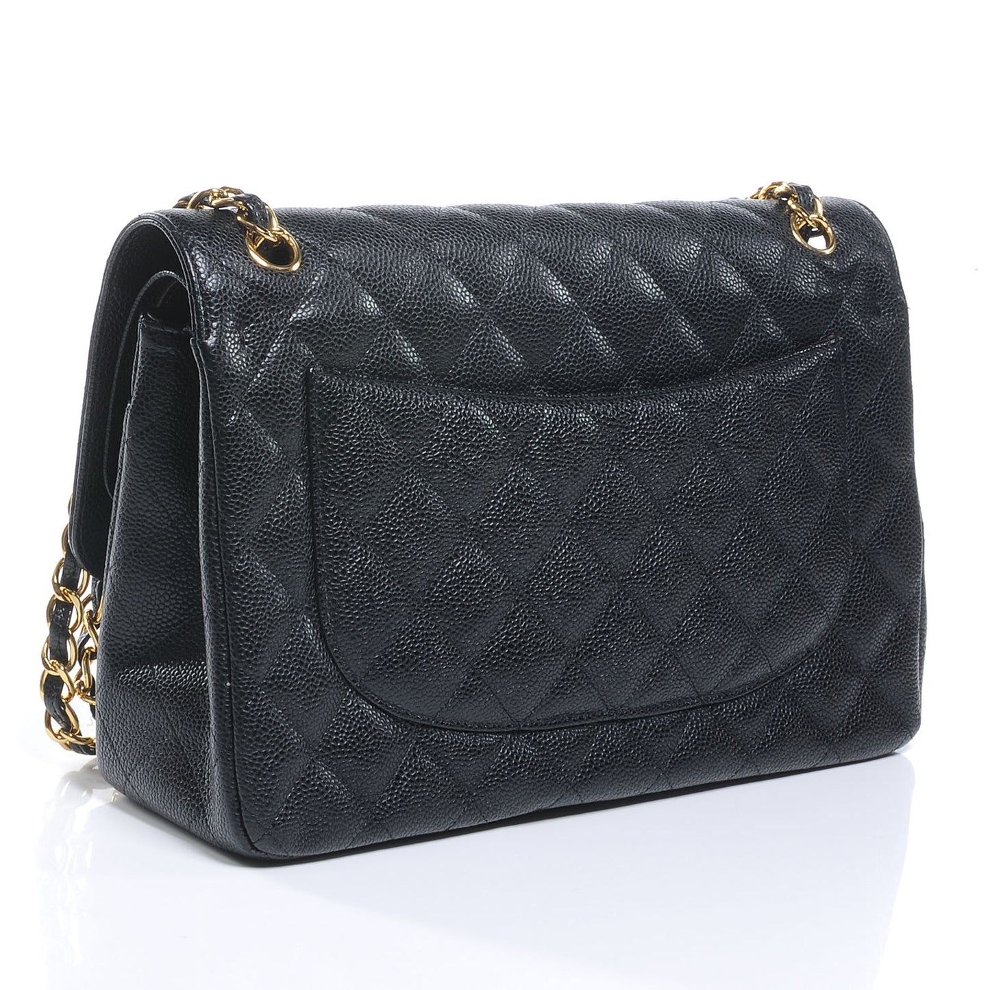 Caviar Quilted Jumbo Double Flap Black
