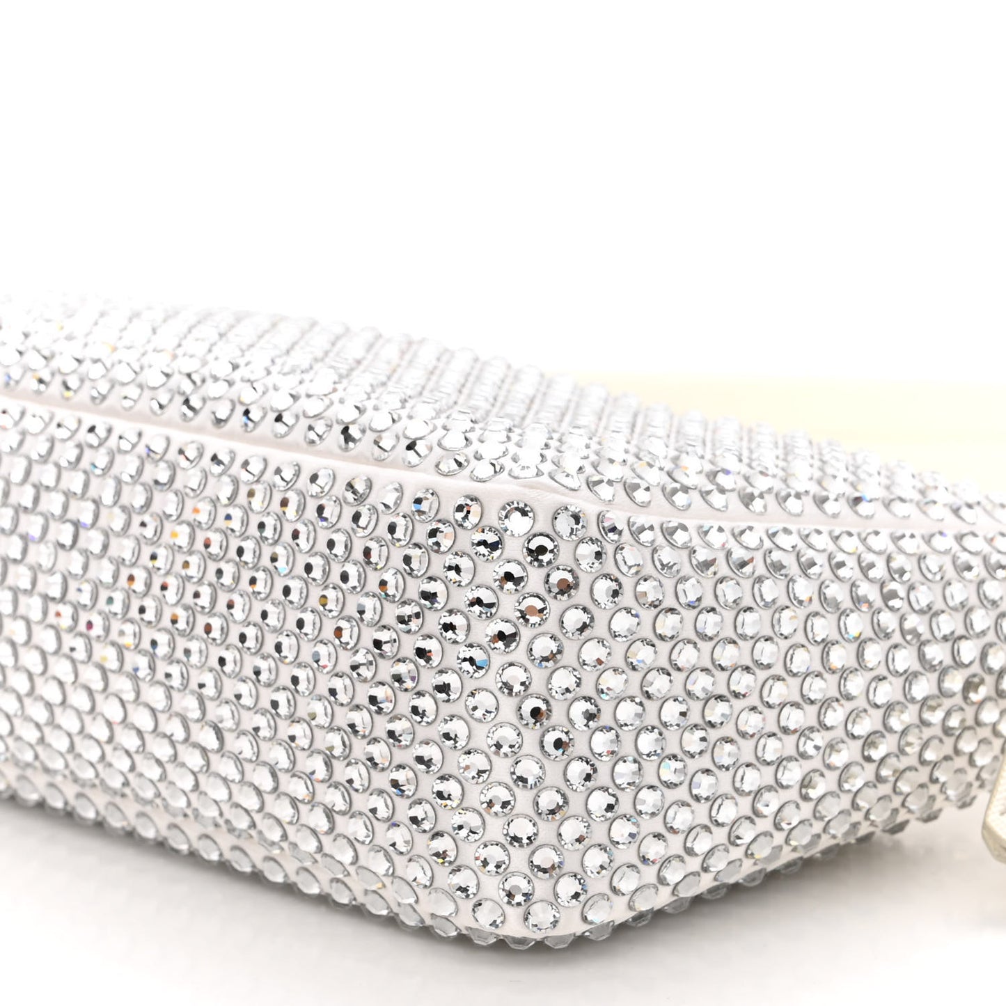 Satin Crystal Mini Re-Edition 2000 Bag White