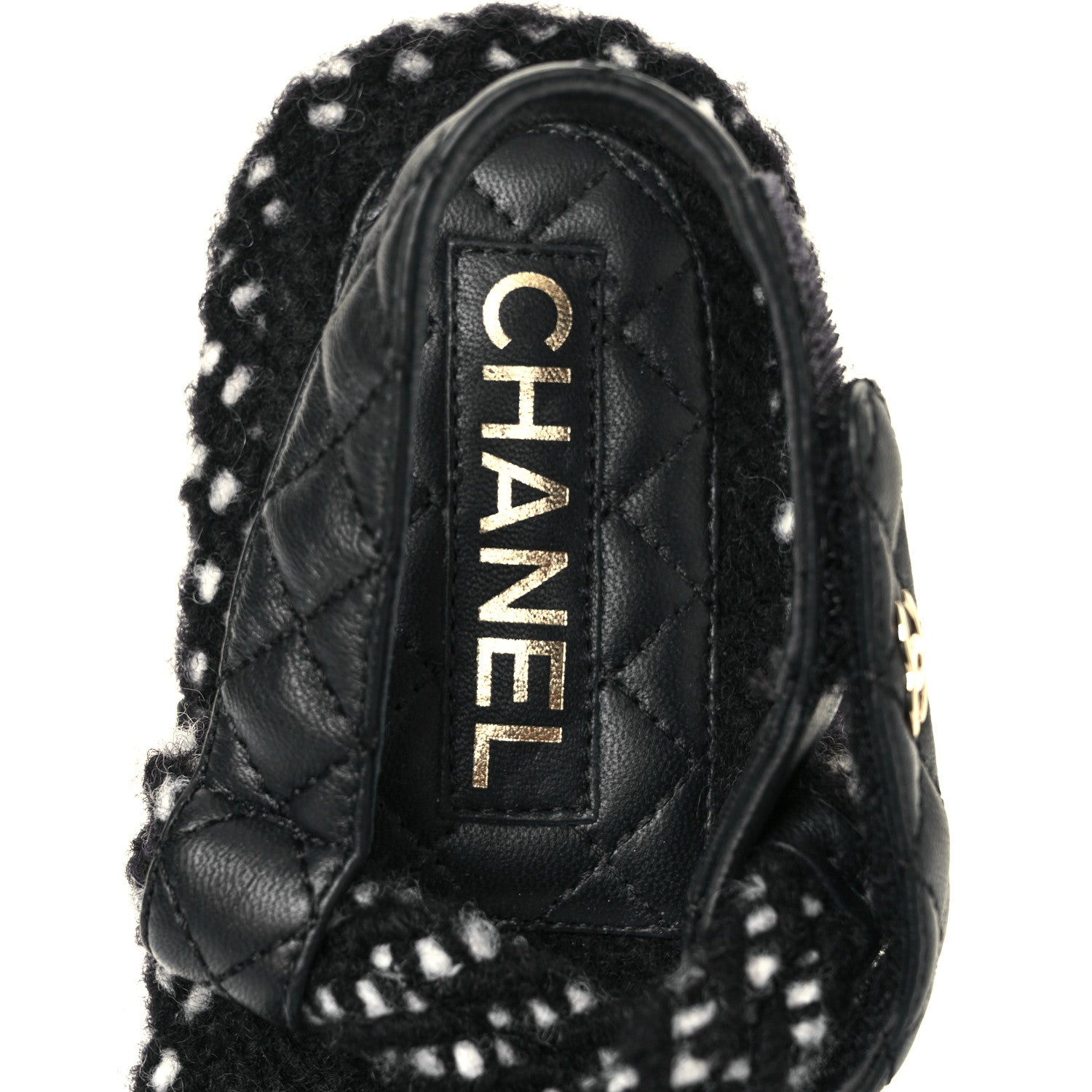 Chanel Cord Lambskin Quilted Logo Sandals 37 Black 7 of 8