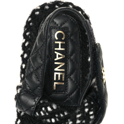 Chanel Cord Lambskin Quilted Logo Sandals 37 Black 7 of 8