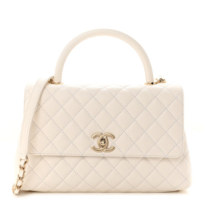 Chanel Caviar Quilted Small Coco Handle Flap White 1 of 11