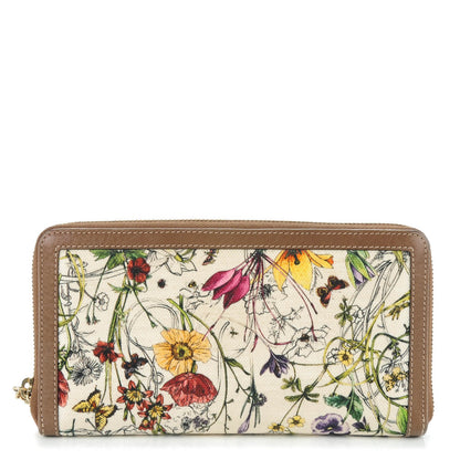 Gucci Canvas Flora Infiinity Tassel Zip Around Wallet White Multicolor Acero 1 of 9