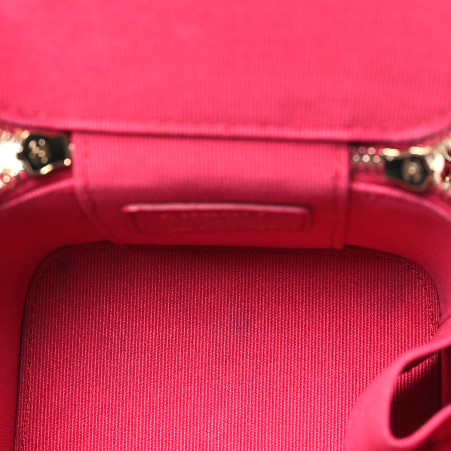 Chanel Lambskin Quilted Mini Top Handle Vanity Case With Chain Dark Pink 6 of 12