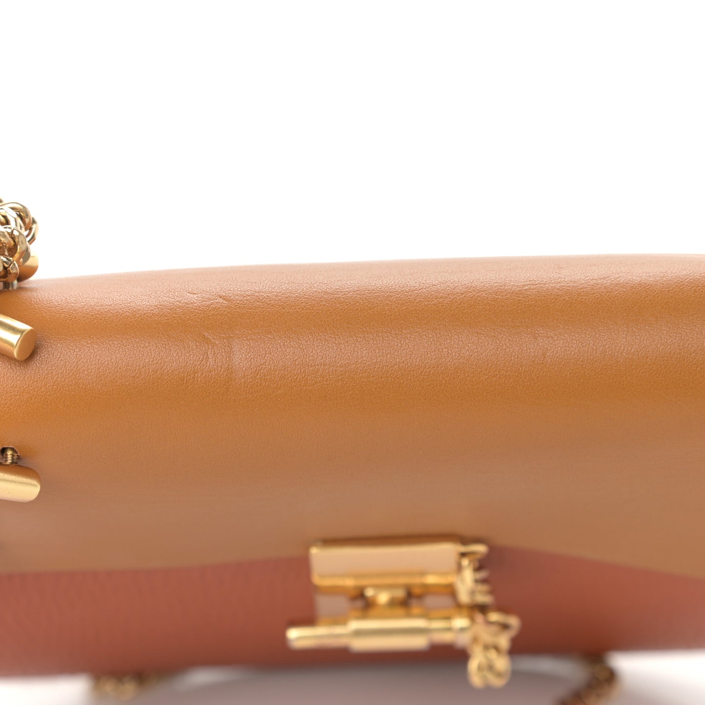 Grained Calfskin Lambskin Bi-Color Drew Shoulder Bag Orange Mustard