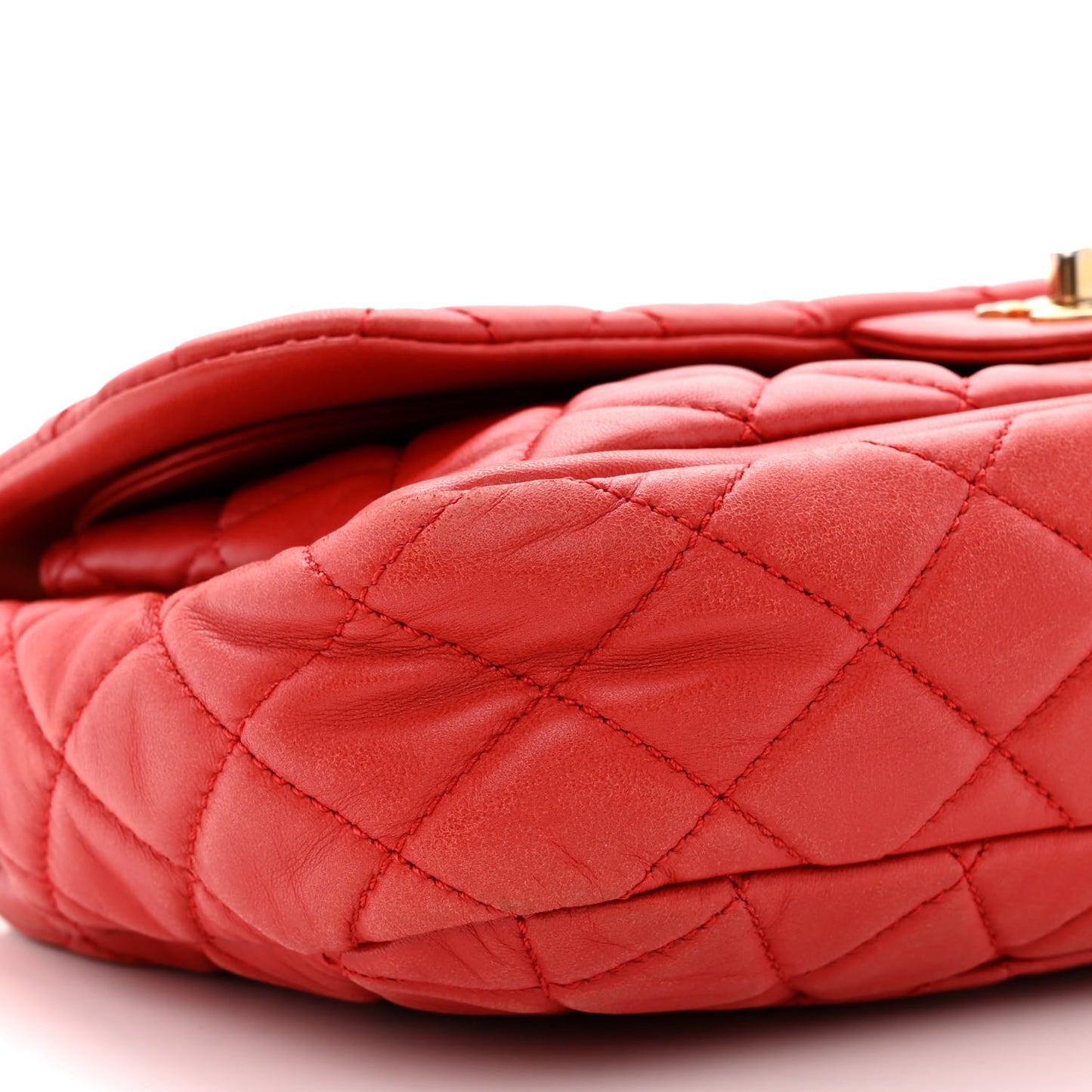 Lambskin Quilted Now and Forever Flap Red