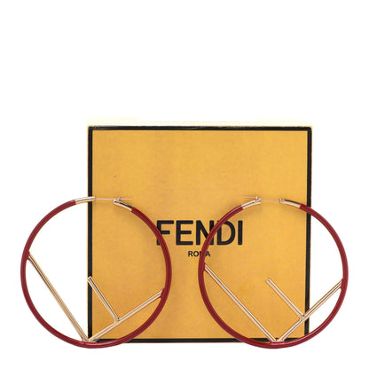 Fendi Metal Enamel Large F is Fendi Hoop Earrings Red Gold 6 of 6