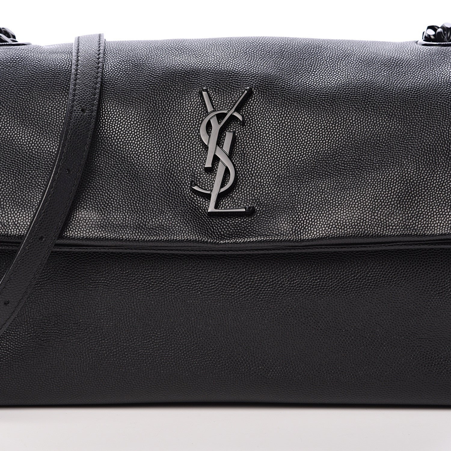 Saint Laurent Grain De Poudre Medium West Hollywood Monogram Fold-Over Black 7 of 9