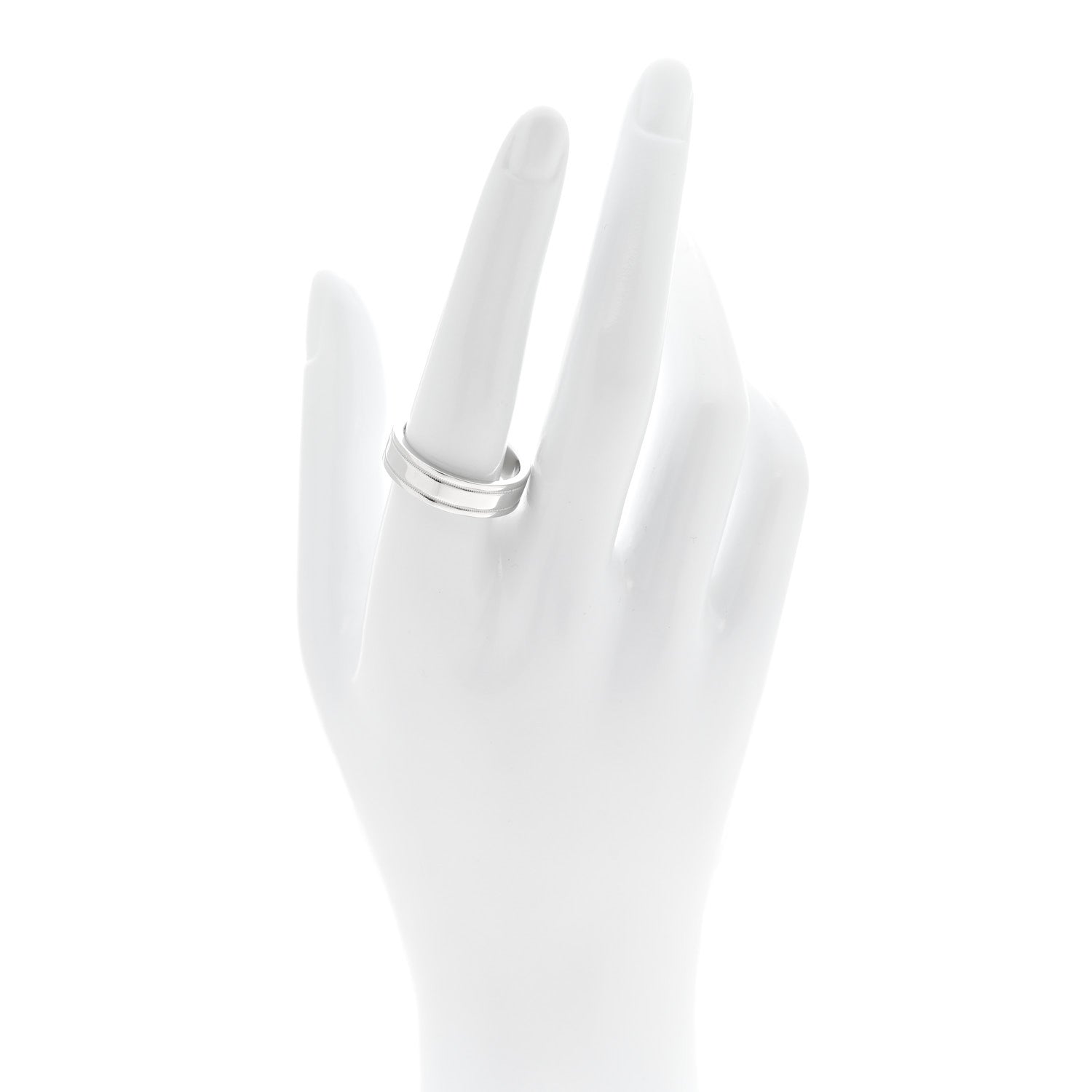 Tiffany Platinum 6mm Together Double Milgrain Band Ring 59 8.75 2 of 5