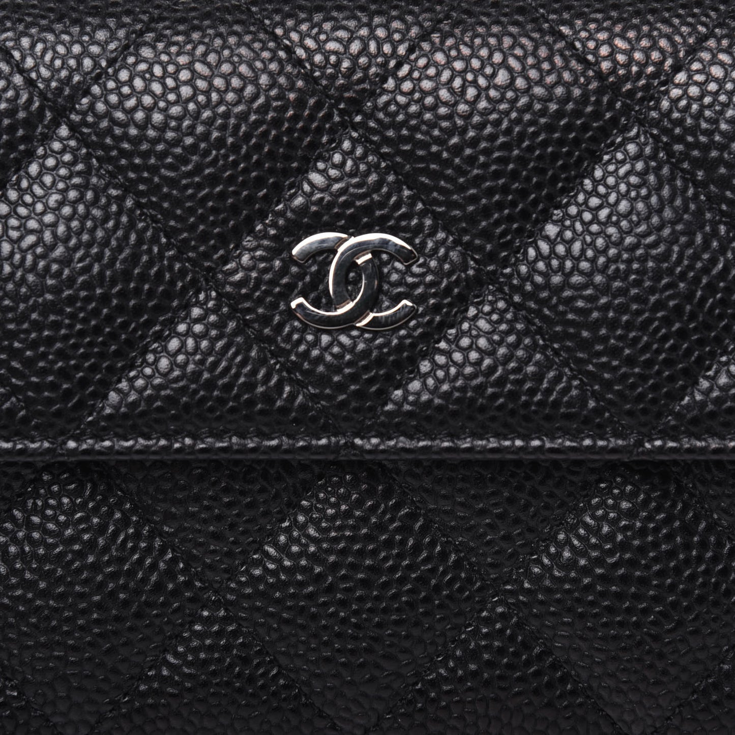 Caviar Quilted Large Gusset Flap Wallet Black