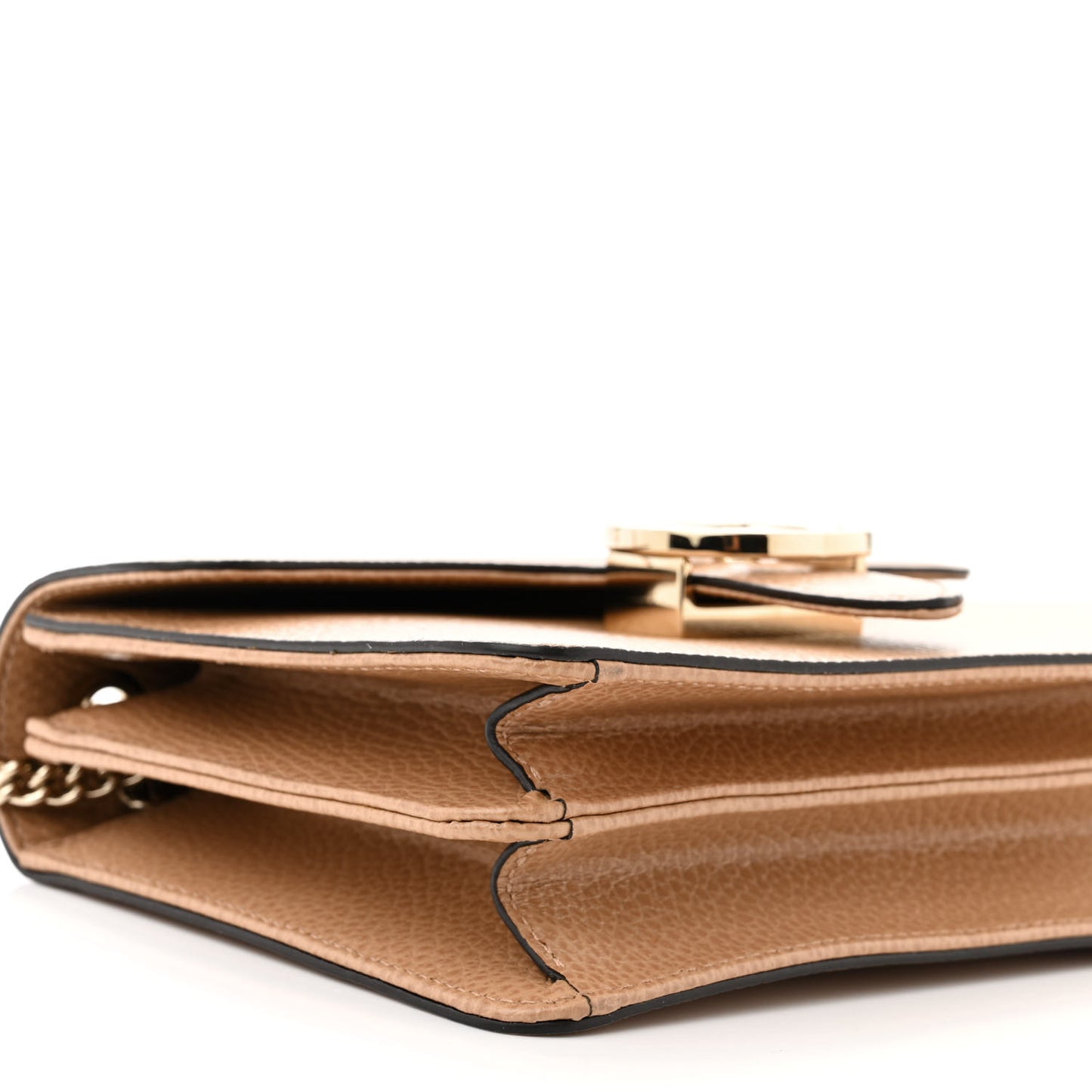 Dollar Calfskin Small Interlocking G Shoulder Bag Camelia