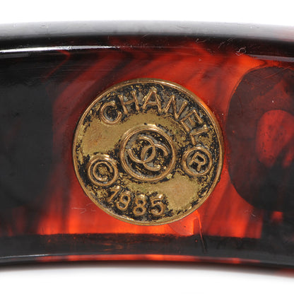 Chanel Acrylic Gripoix Pearl Bangle Tortoise 4 of 5