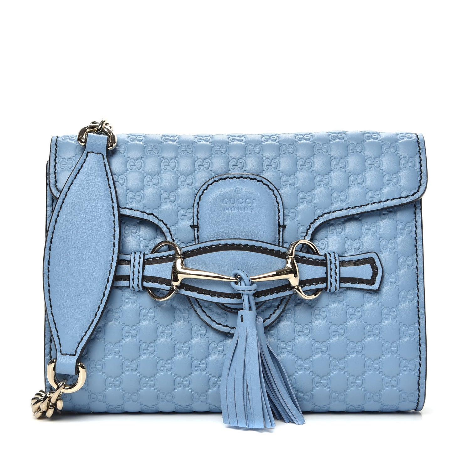 Soft Microguccissima Mini Emily Chain Shoulder Bag Mineral Blue