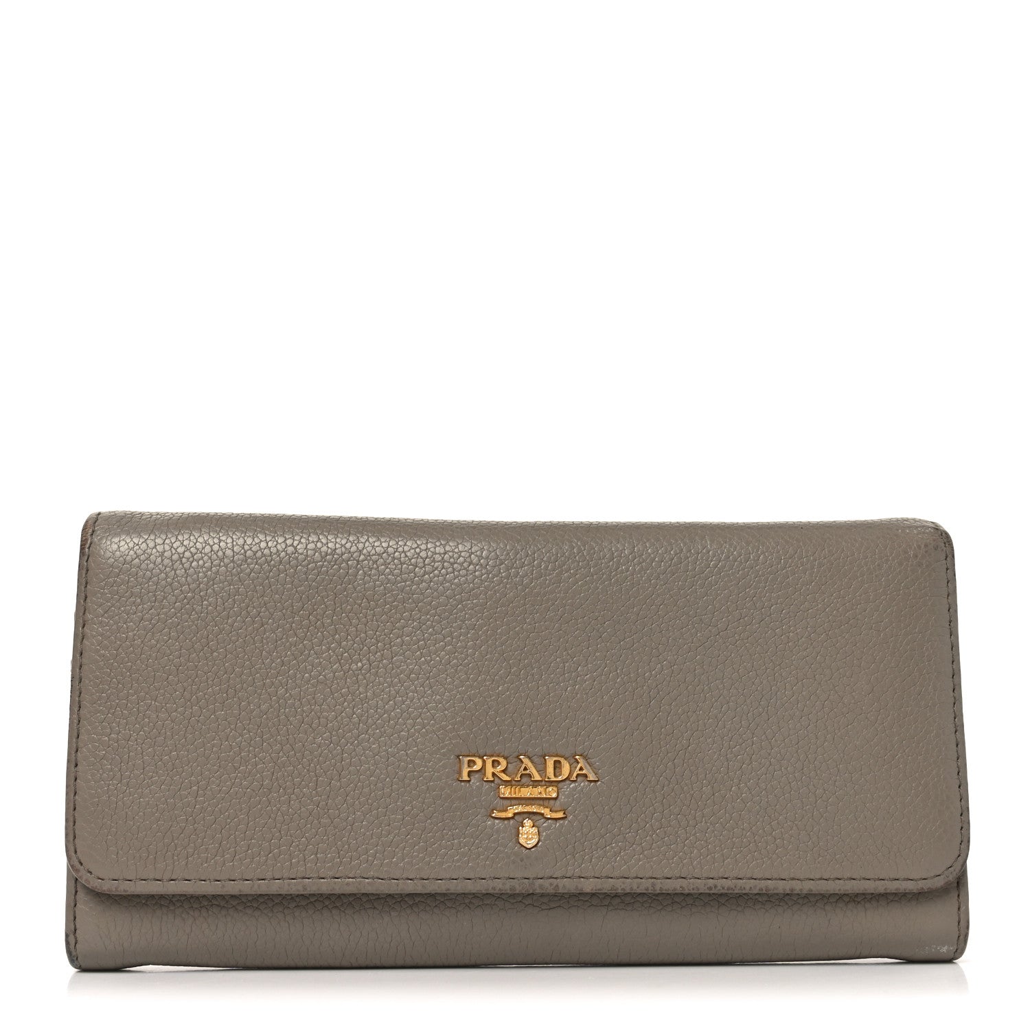 Prada Vitello Daino Metal Continental Flap Wallet Argilla 1 of 8