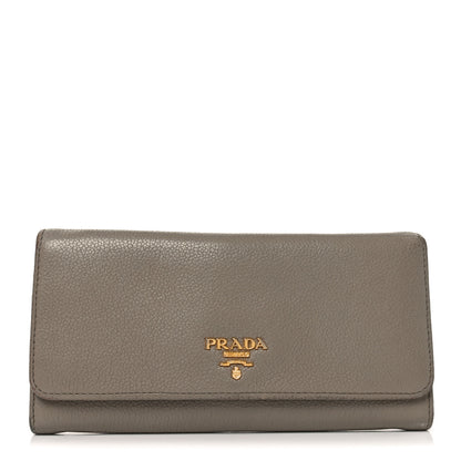 Prada Vitello Daino Metal Continental Flap Wallet Argilla 1 of 8