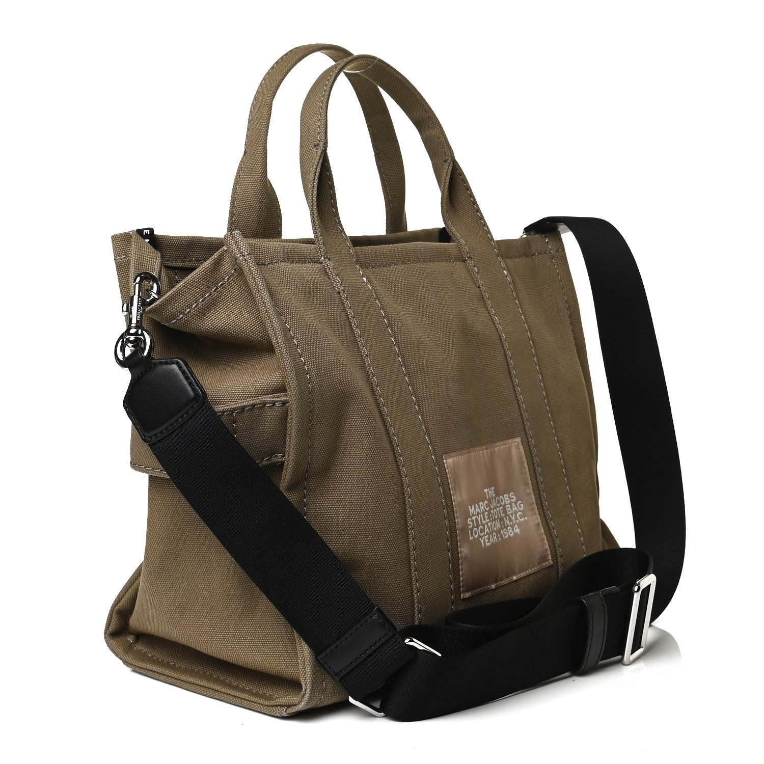 Marc Jacobs Cotton Canvas Medium The Traveler Tote Bag Slate Green 4 of 13