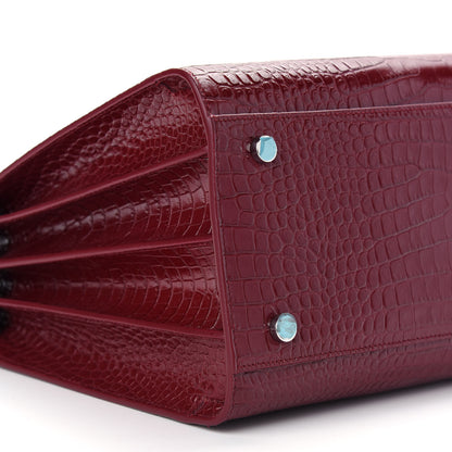 Saint Laurent Calfskin Crocodile Embossed Small Sac de Jour Red Lacquer 7 of 8