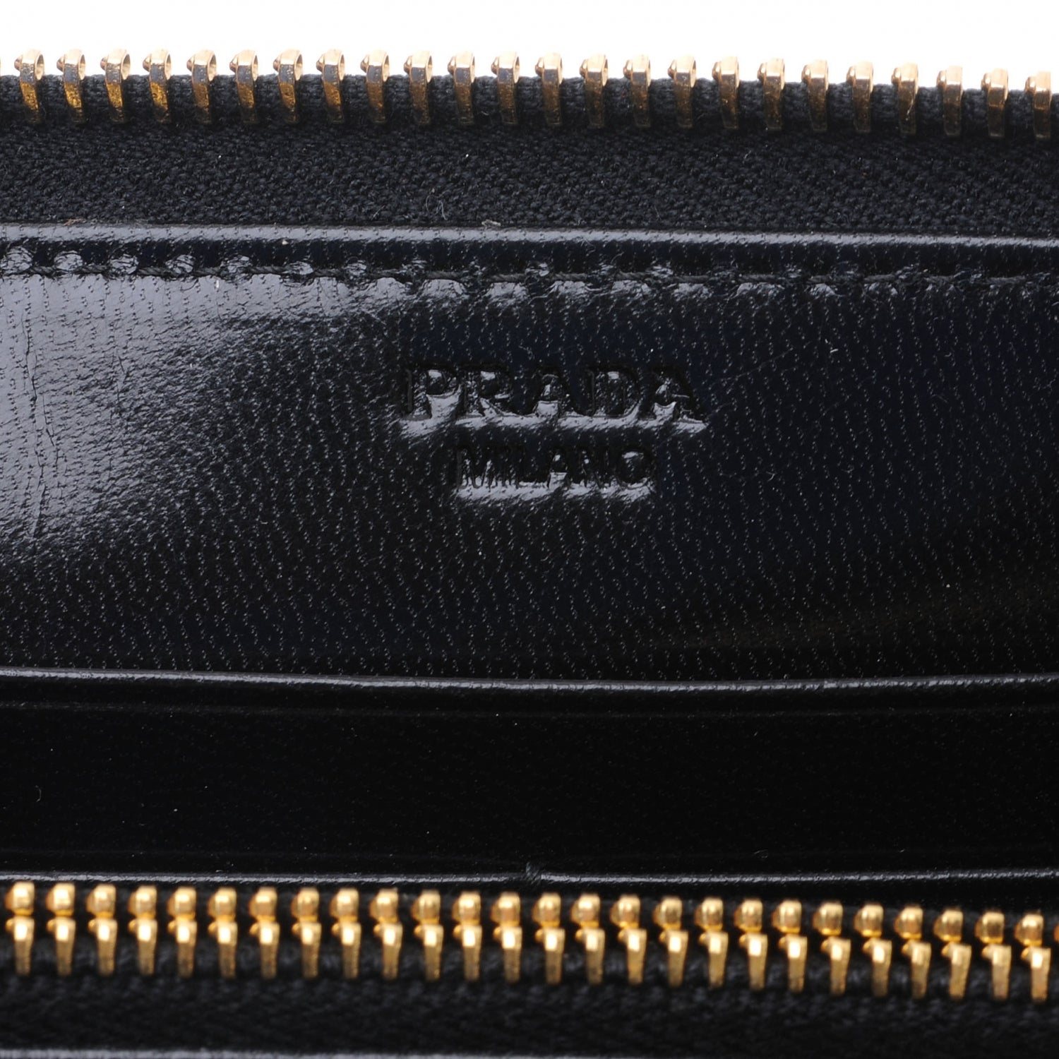 Prada Goatskin Woven Zip Around Wallet Rubino Black 7 of 8