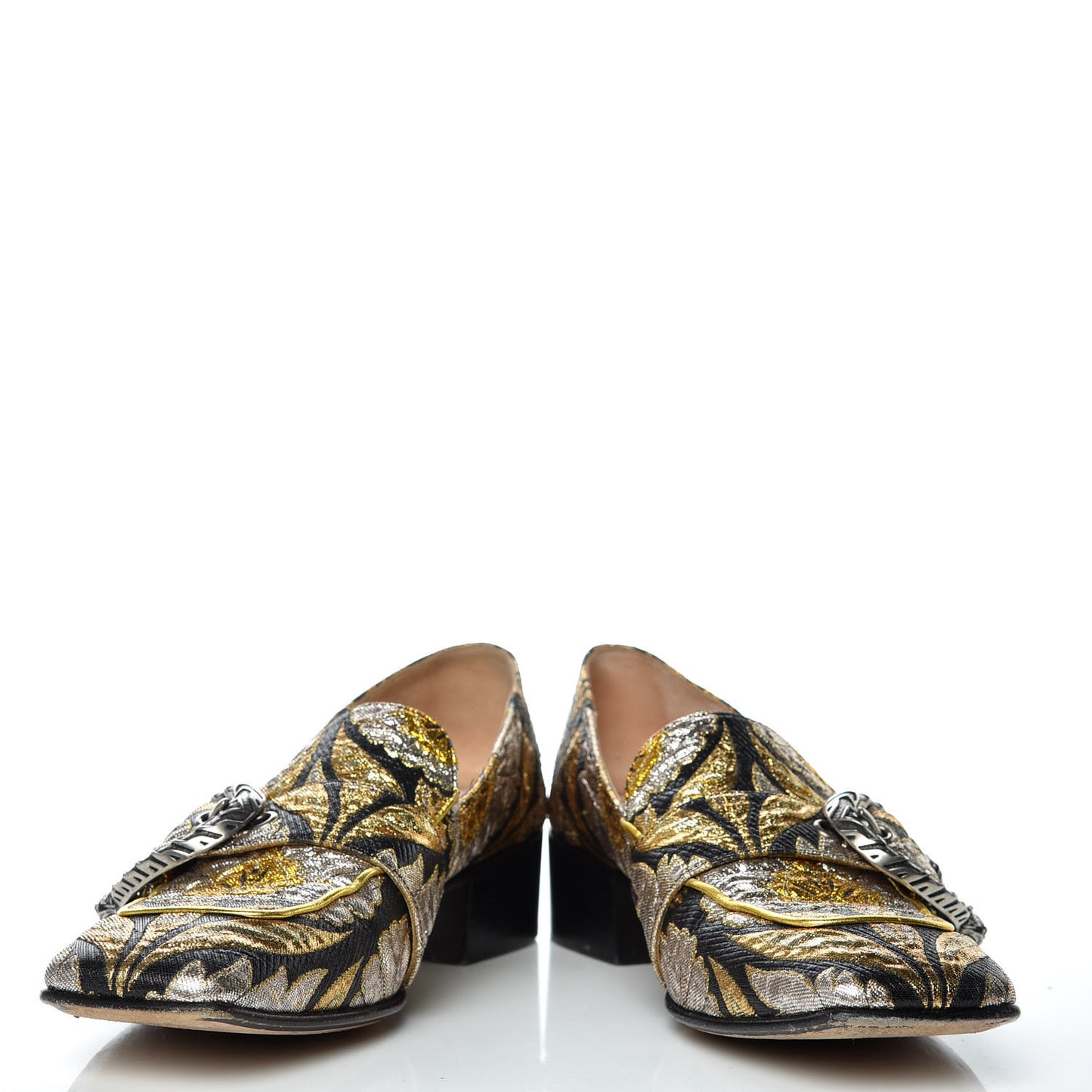 Brocade Floral Jacquard Dionysus Loafers 36.5 Black
