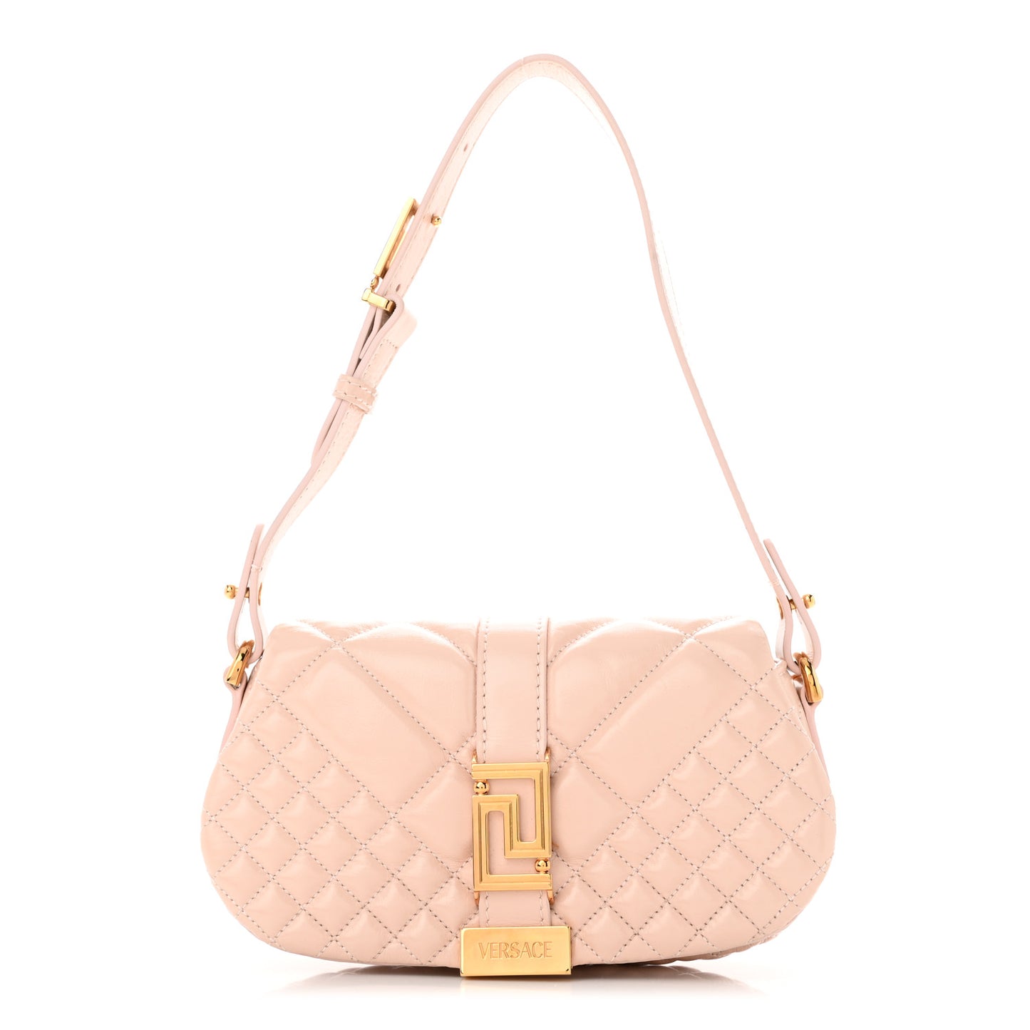 Calfskin Quilted Mini Greca Goddess Shoulder Bag Powder Blush