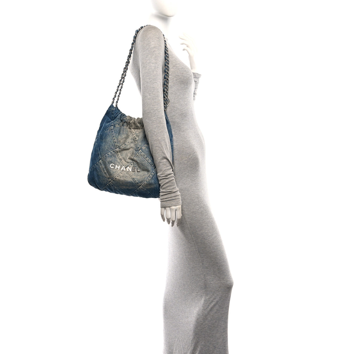 Chanel Denim Quilted Small Chanel 22 Blue 2 of 12