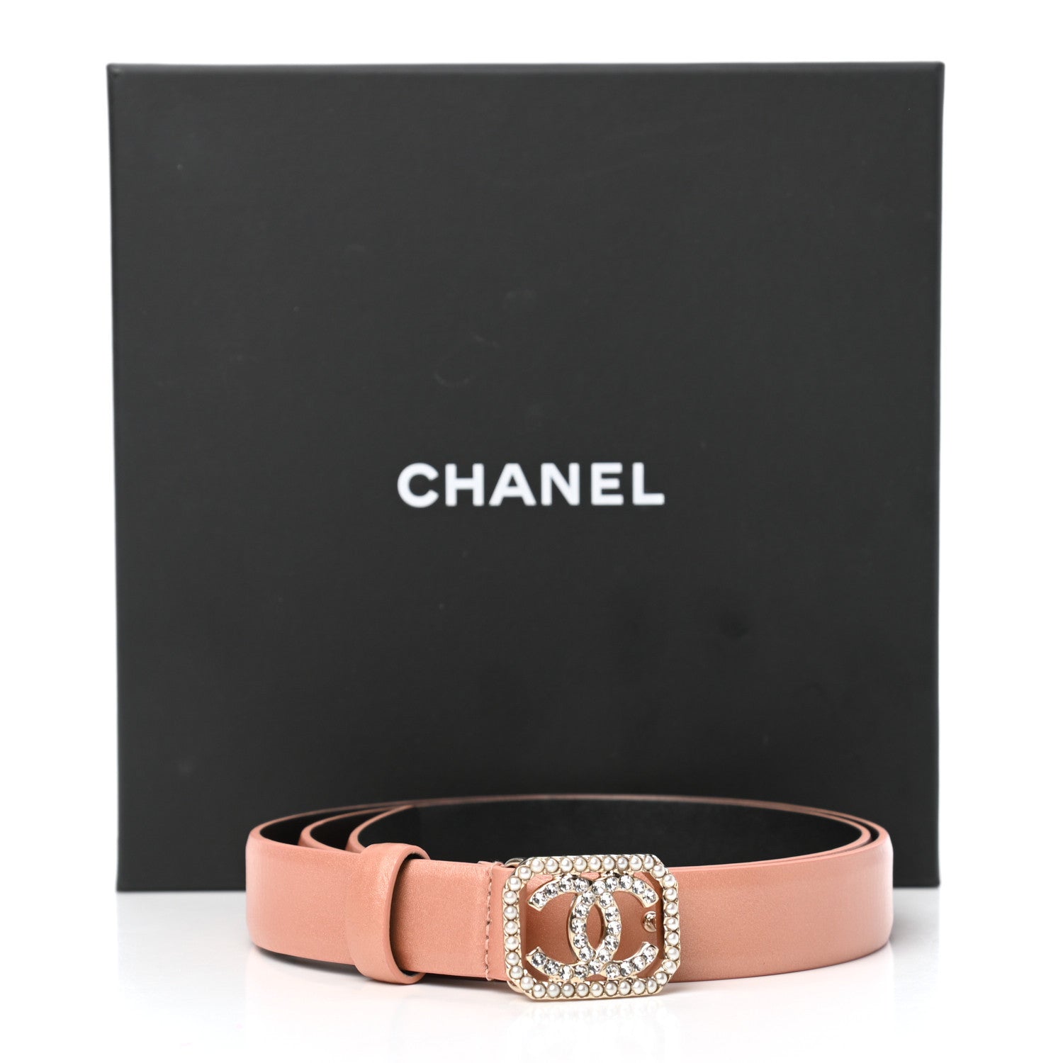 Chanel Metallic Calfskin Crystal Pearl Vendome CC Belt 75 Rose 8 of 8