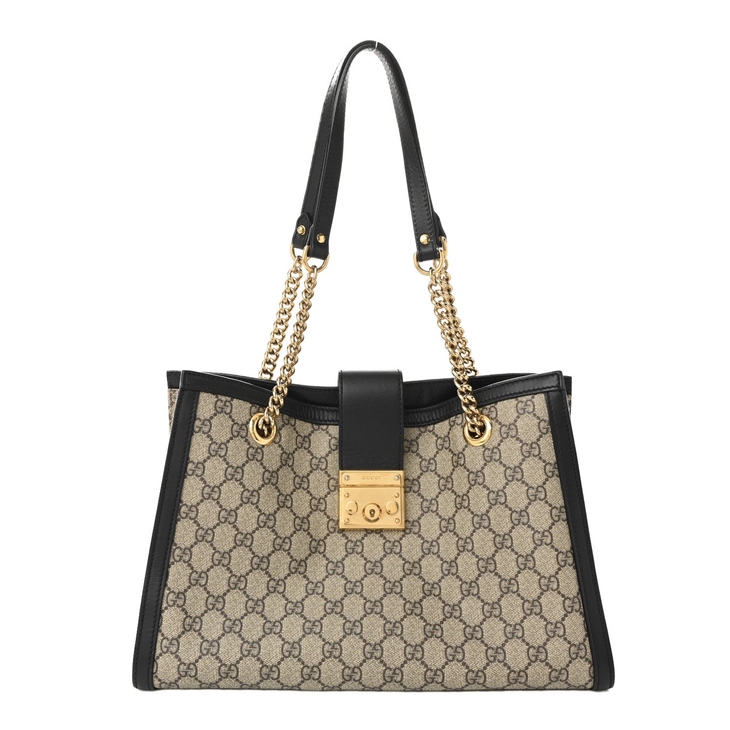 Gucci GG Supreme Monogram Medium Padlock Tote Black 1 of 10