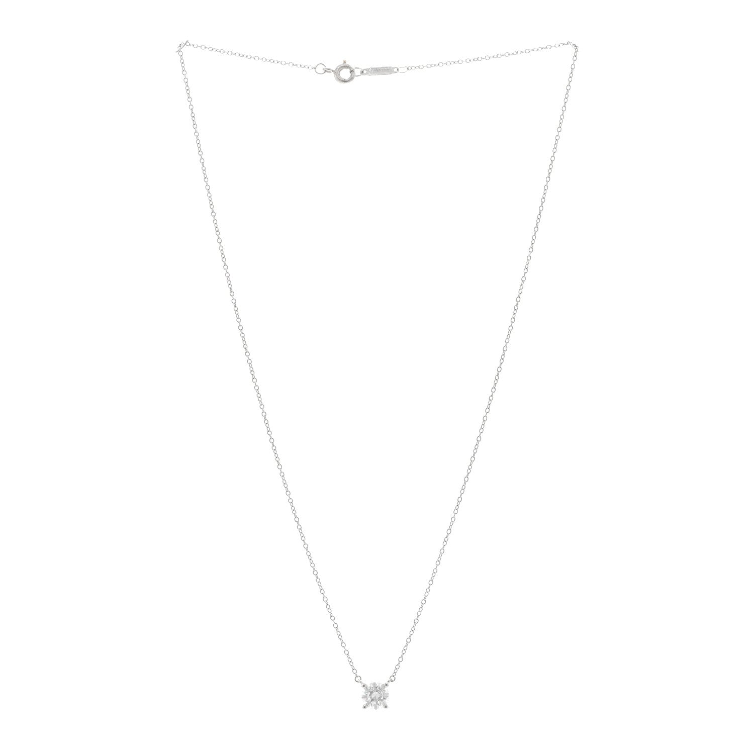 Tiffany Platinum Diamond .80ct Solitaire Pendant Necklace 3 of 5
