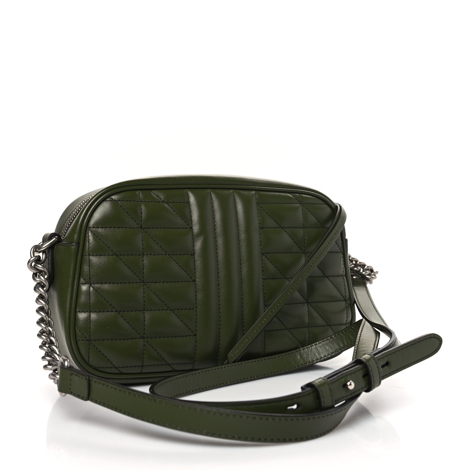 Gucci Calfskin Matelasse Aria Small GG Marmont Chain Shoulder Bag Military Wood 3 of 8