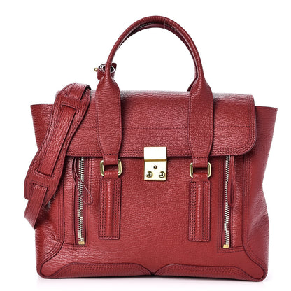 3.1 Phillip Lim 3.1 Textured Calfskin Medium Pashli Satchel Crimson 1 of 8