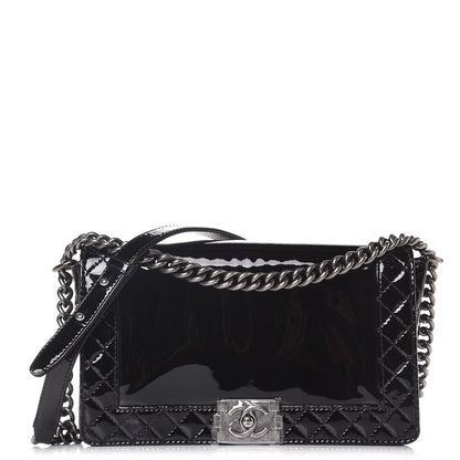 Chanel Patent New Medium Boy Reverso Flap Black 1 of 7