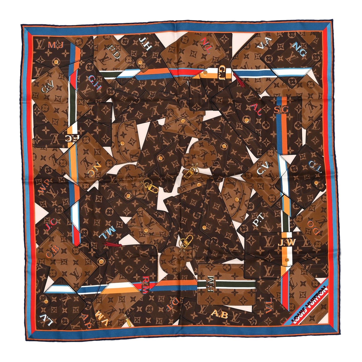 Silk Monogram Personally LV Square Square Scarf 70 Brown