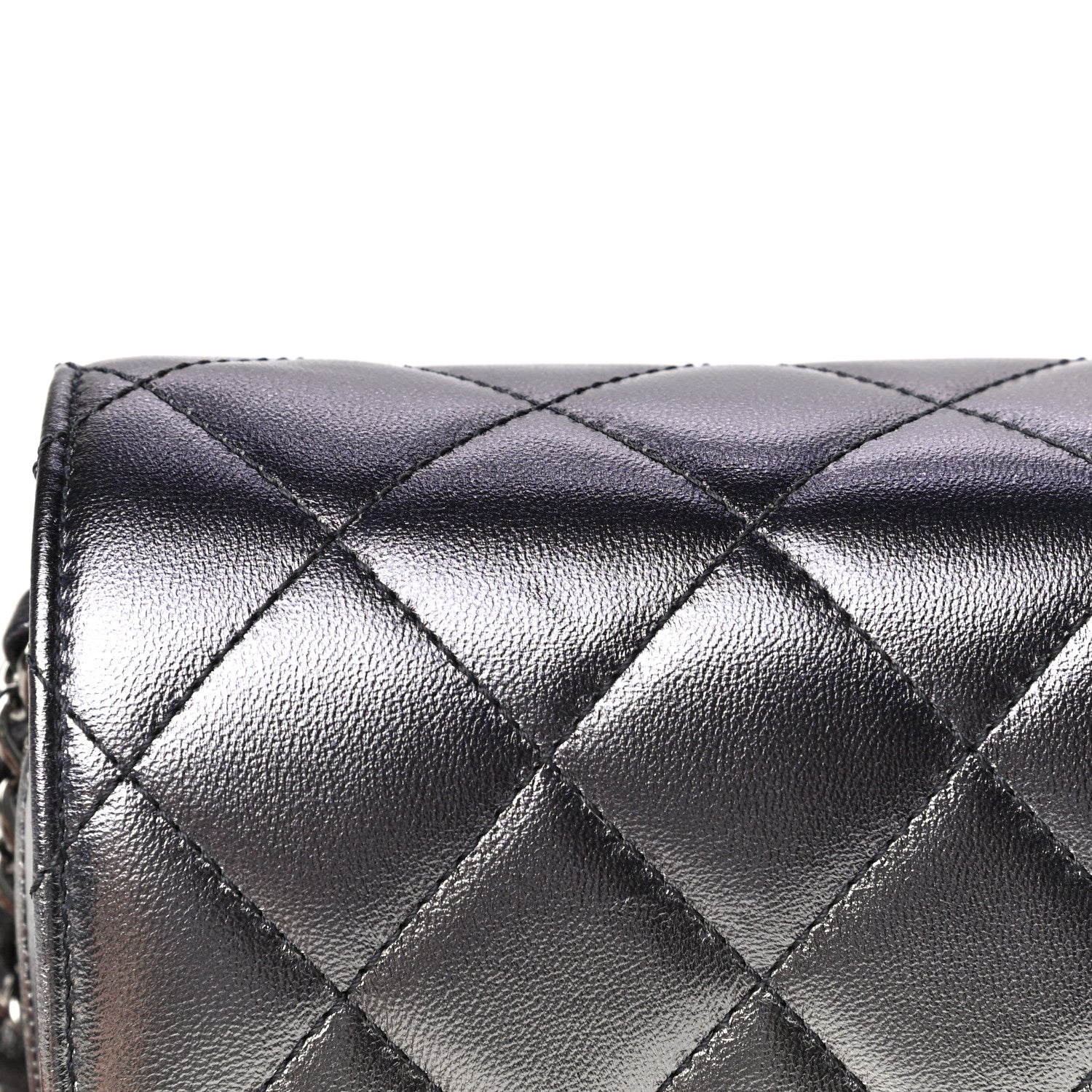 Chanel Metallic Lambskin Like A Wallet Flap Silvery Black 14 of 17