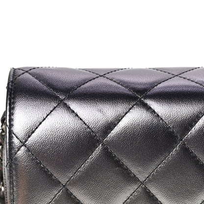 Chanel Metallic Lambskin Like A Wallet Flap Silvery Black 14 of 17