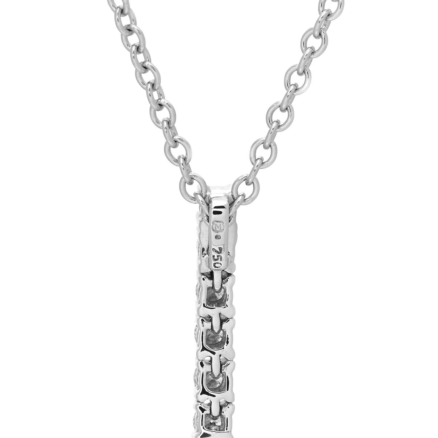 18K White Gold Diamond Akoya Pearl 8-8.5mm Drop Pendant Necklace