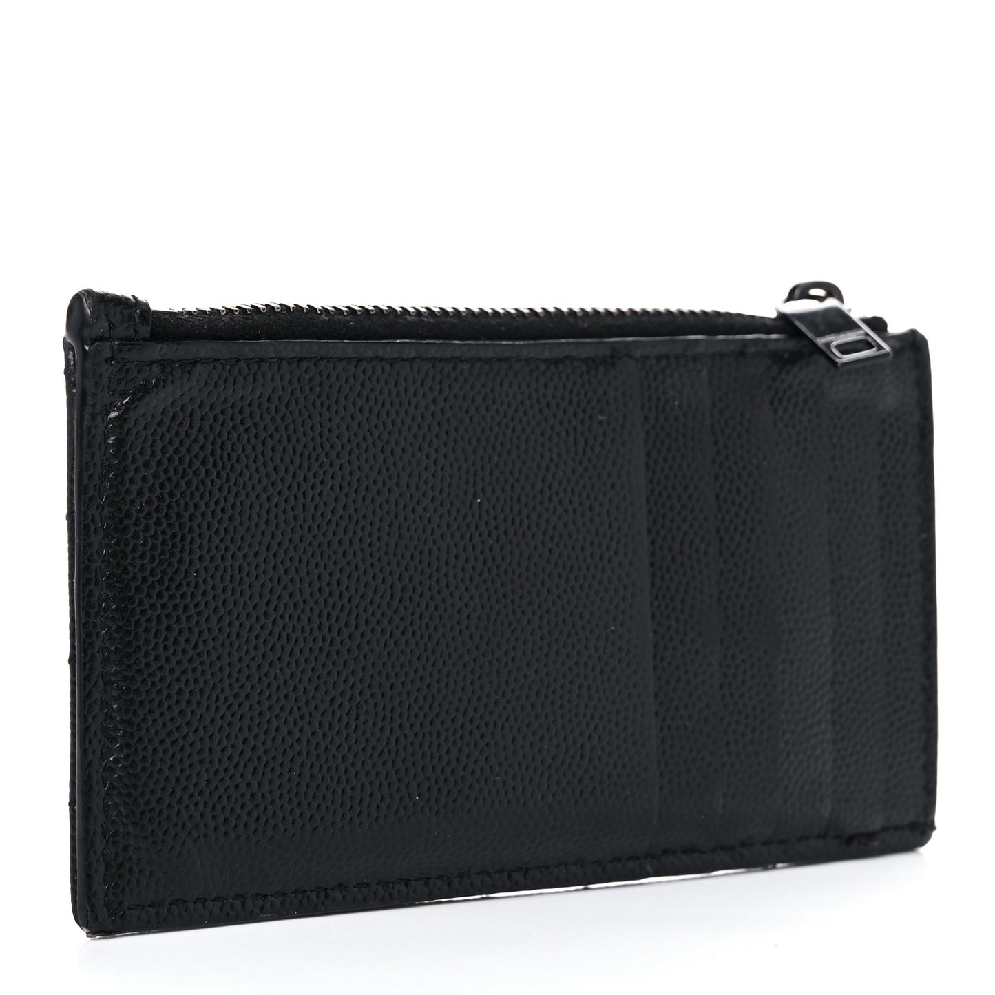Grain De Poudre Matelasse Chevron Monogram Fragments Zippered Card Case Black