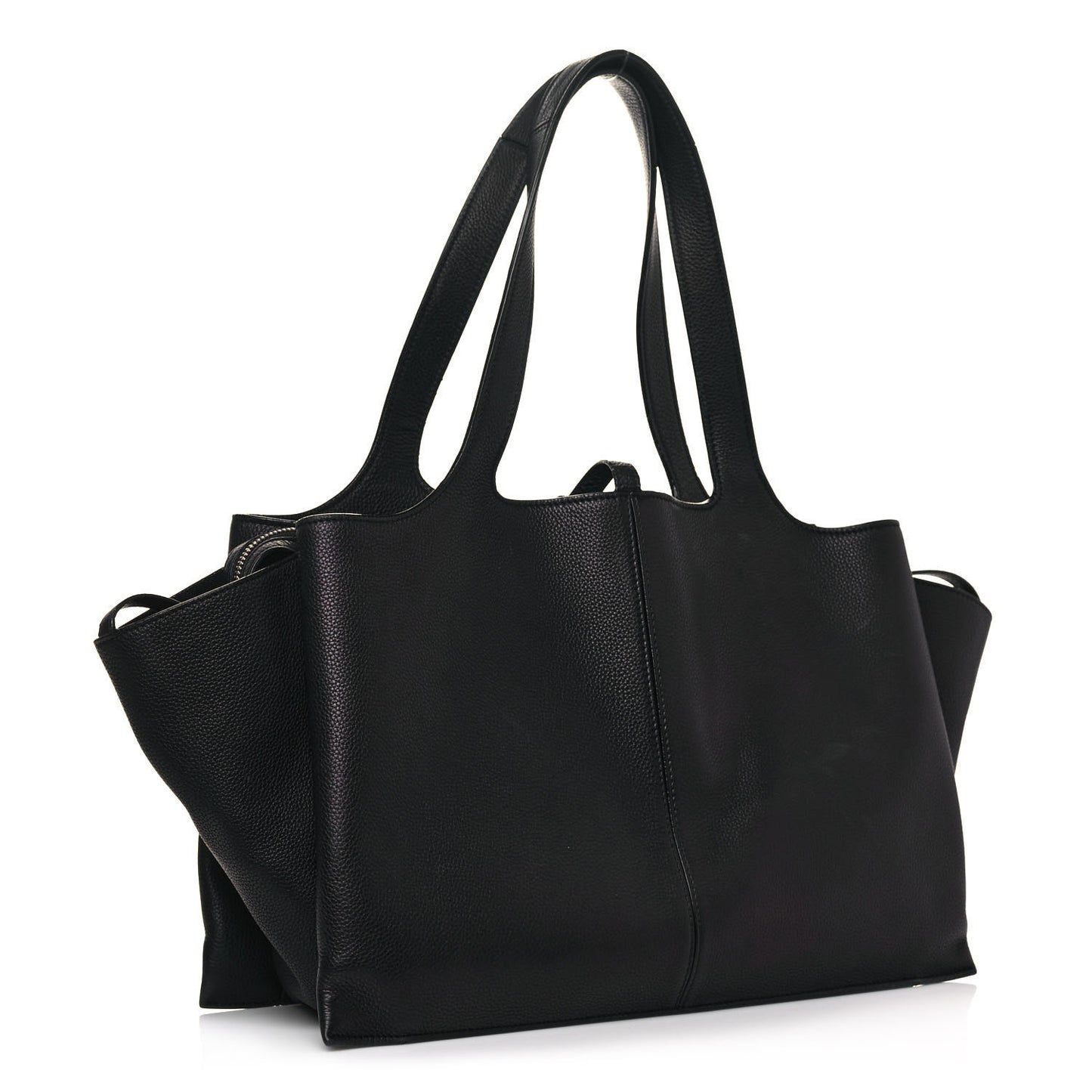 Baby Grained Calfskin Medium Tri-Fold Bag Black
