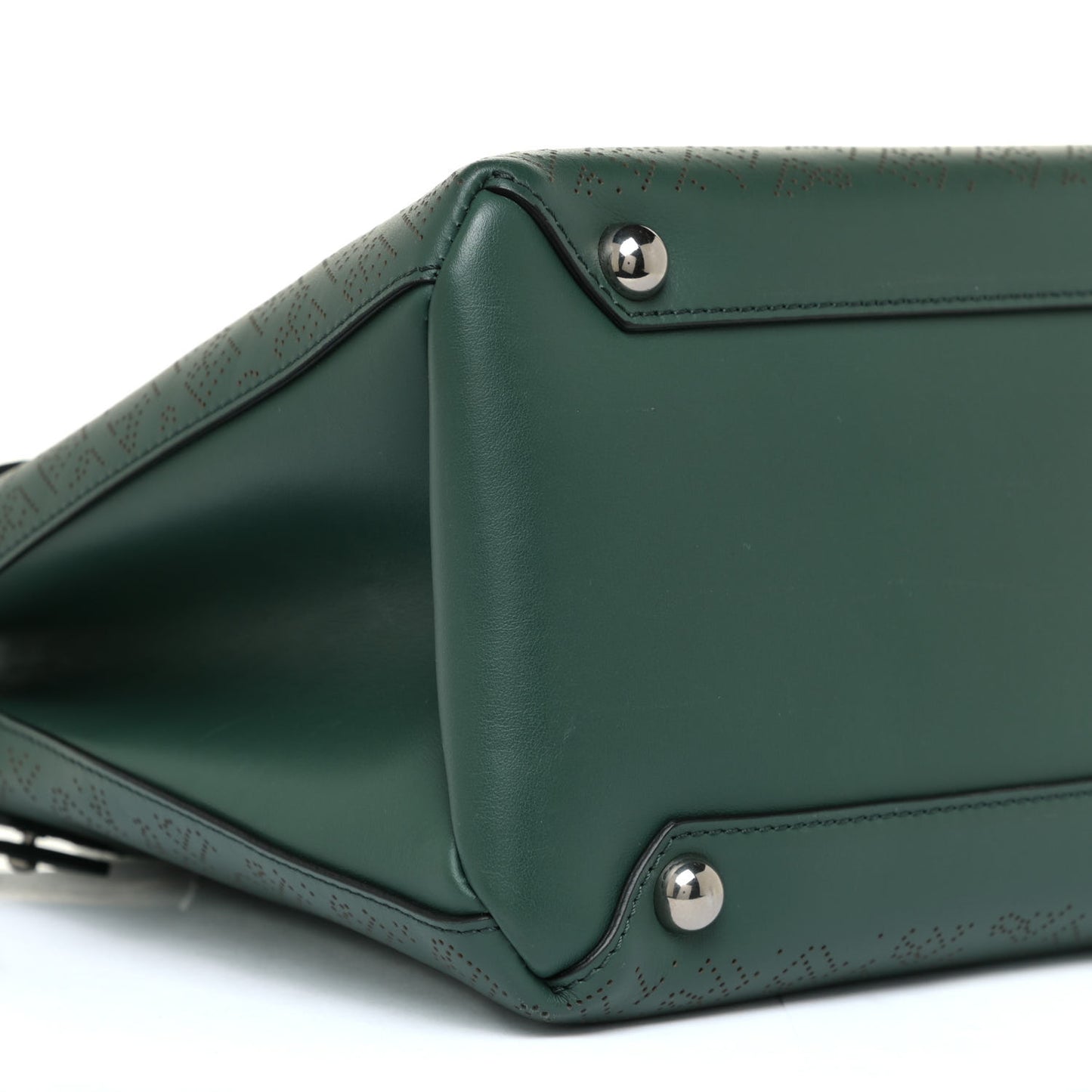 Derby Calfskin Perforated Small Banner Tote Green