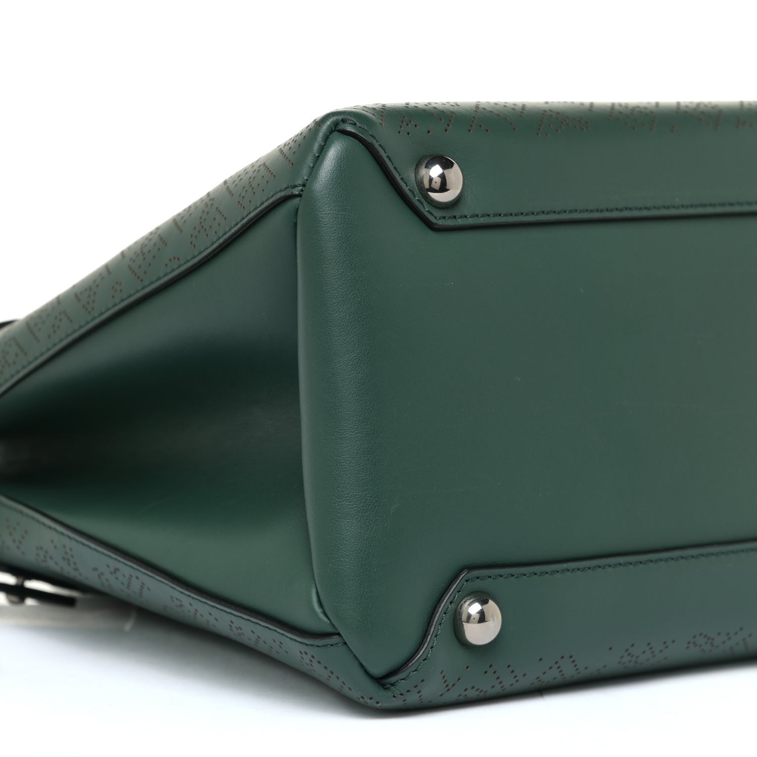 Burberry Derby Calfskin Perforated Small Banner Tote Green 4 of 8