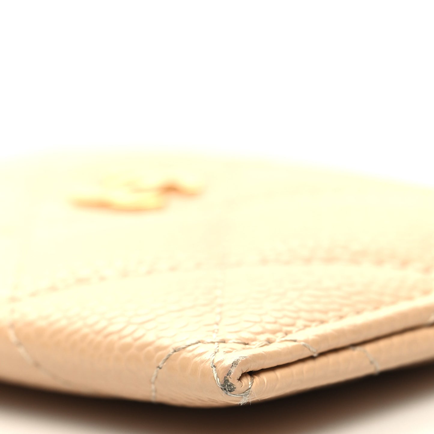 Caviar Quilted Card Holder Beige