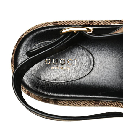 Gucci Monogram Maxi GG Granada Kid Angelina Platform 35mm Slingback Sandals 38 Camel Ebony Black 9 of 12
