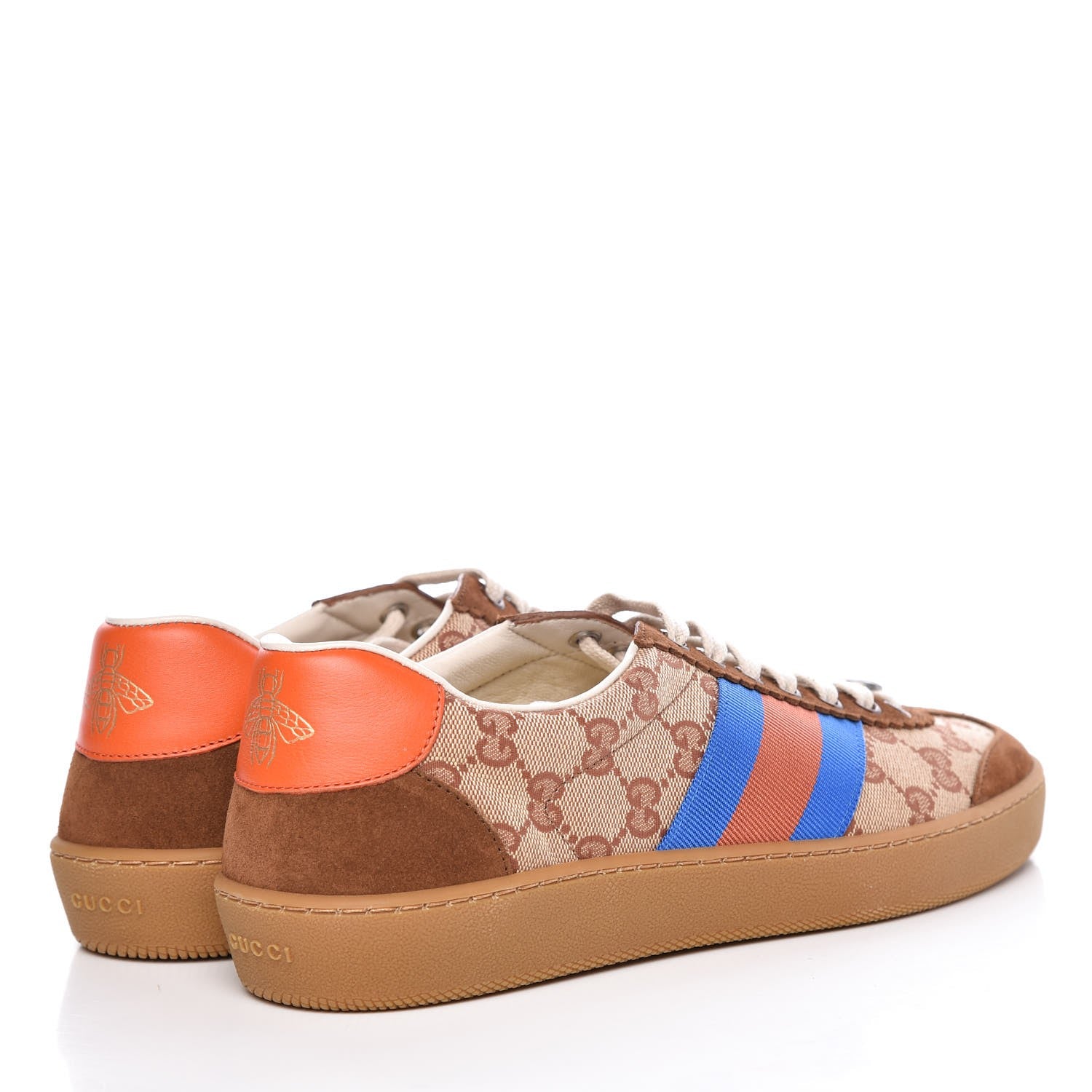 Gucci GG Monogram Suede Web Mens G74 Sneakers 7 Beige Ruggine Cuir 6 of 18