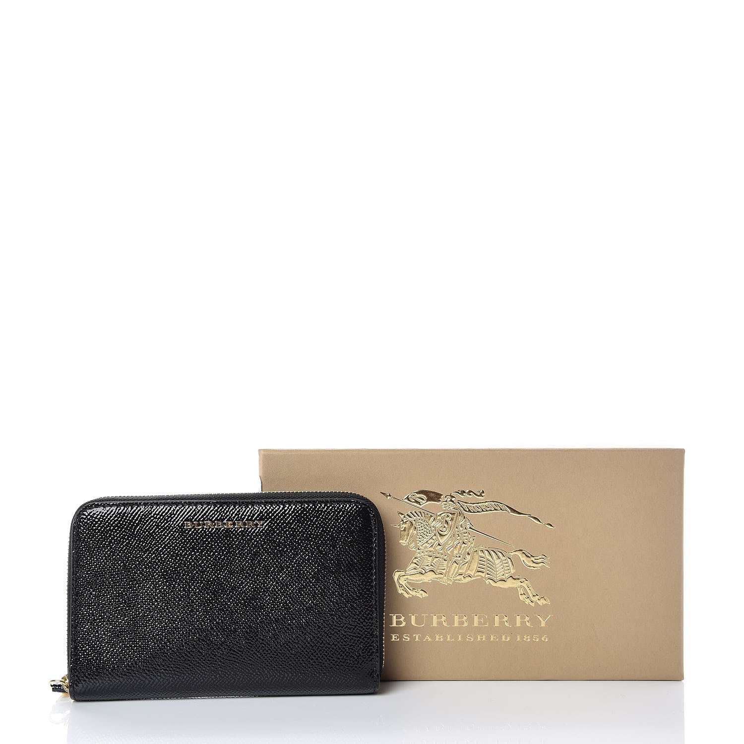 Burberry Patent Calfskin Zip Around Wallet Black 11 of 11