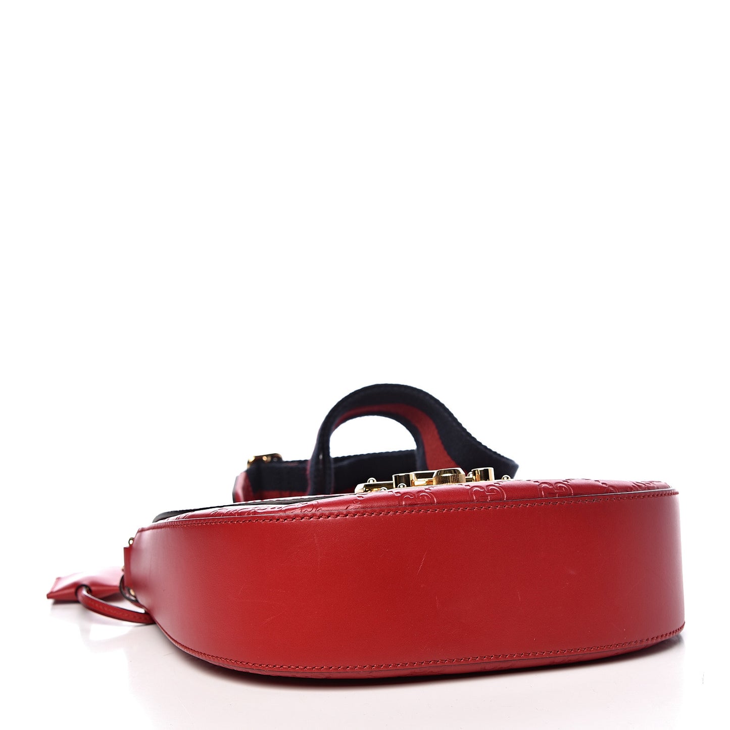 Guccissima Web Medium Padlock Messenger Shoulder Bag Hibiscus Red