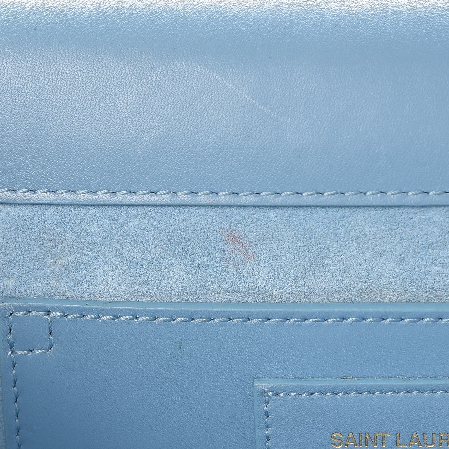 Saint Laurent Calfskin Classic Monogram Tassel Clutch Blue Glacier 8 of 10