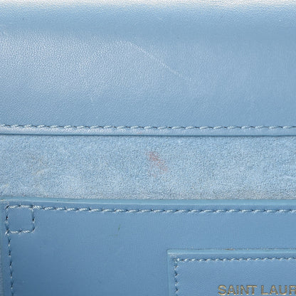 Saint Laurent Calfskin Classic Monogram Tassel Clutch Blue Glacier 8 of 10