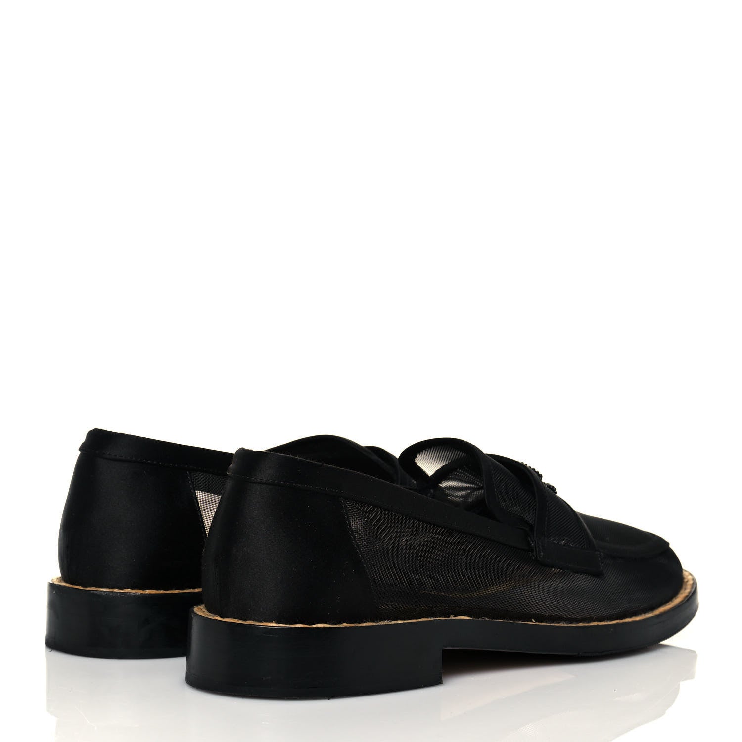 Chanel Mesh Satin CC Loafers 37 Black 4 of 8