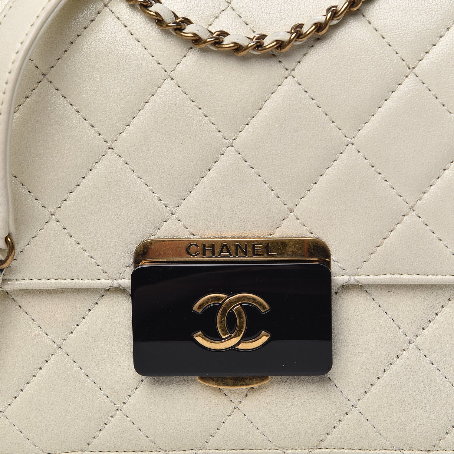 Chanel Sheepskin Quilted Beauty Lock Flap White 31 of 31