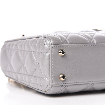 Christian Dior Metallic Lambskin Cannage Mini Lady Dior Grey 8 of 10